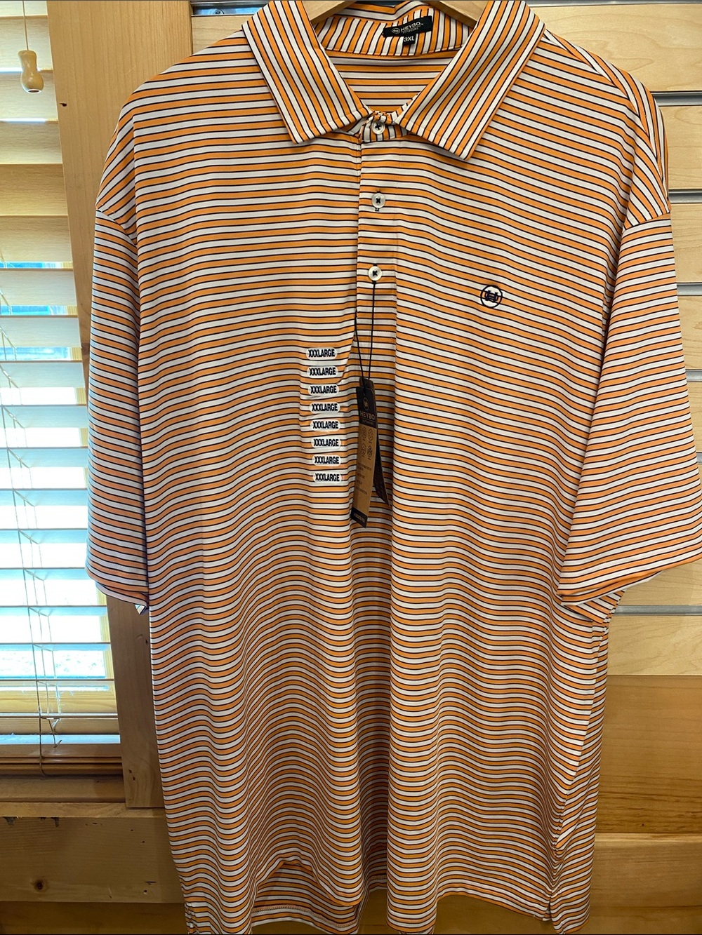 Men's OrangerMango Navy and White Striped Polo Shirt